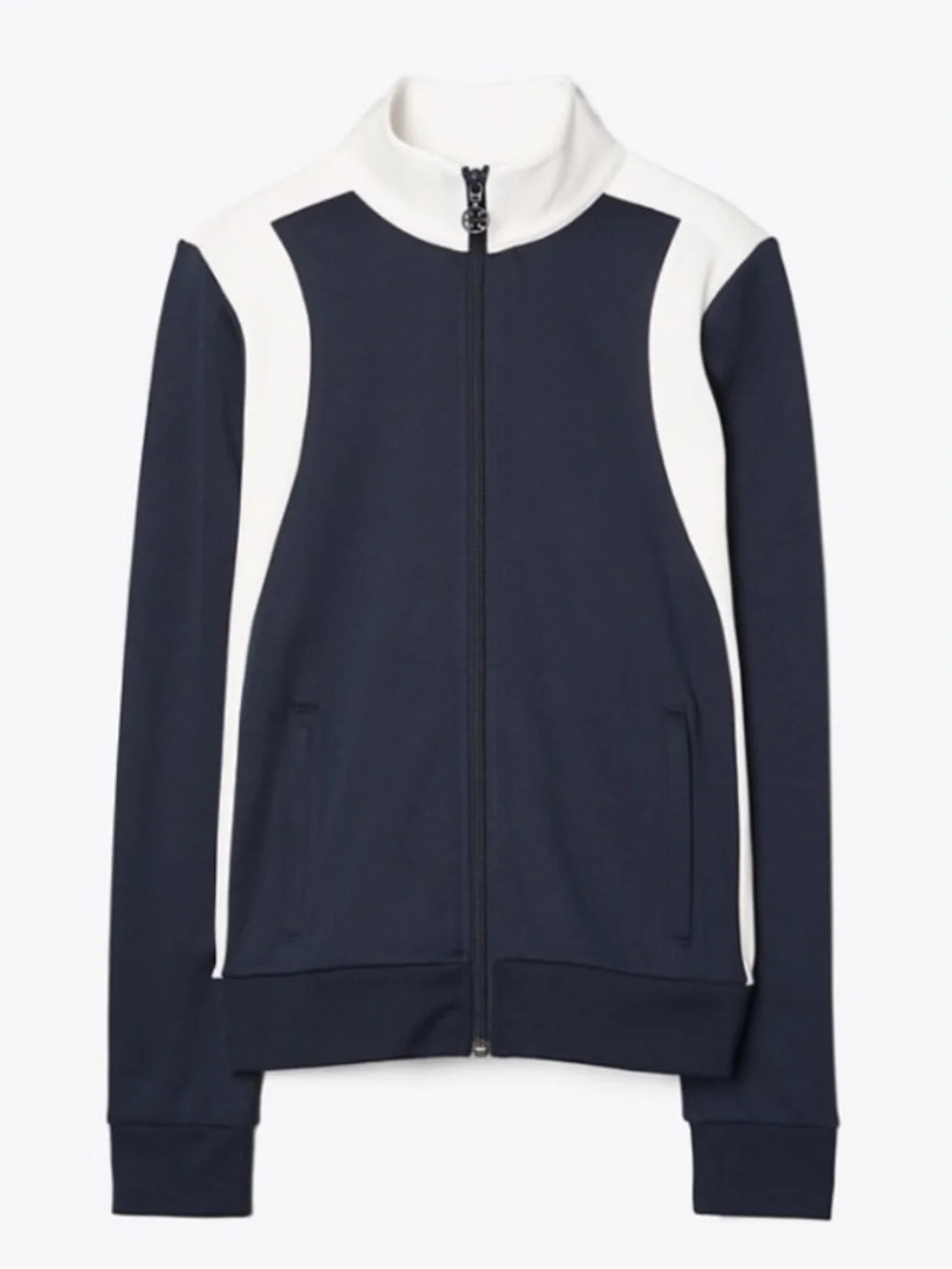 Tory Burch Sport Colorblock Athletic Zip Track Jacket Navy White Women’s Size L